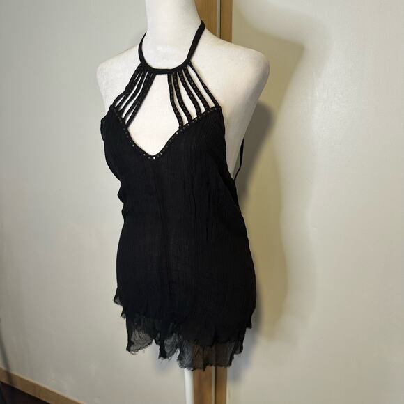 Pins & Needles UO black semi-sheer backless tank top size M - Picture 4 of 12